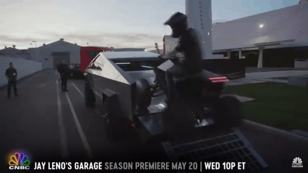 cyberquad and cybertruck on jay leno's garage