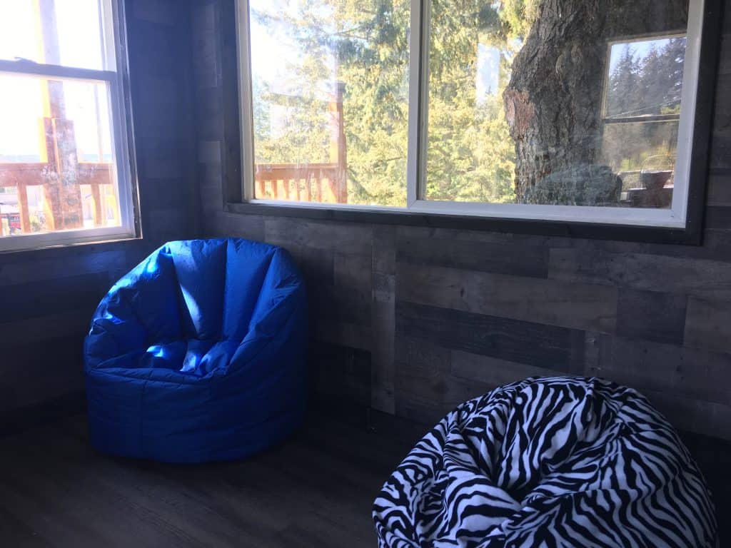 treehouse interior - vinyl floors and mdf wall panels