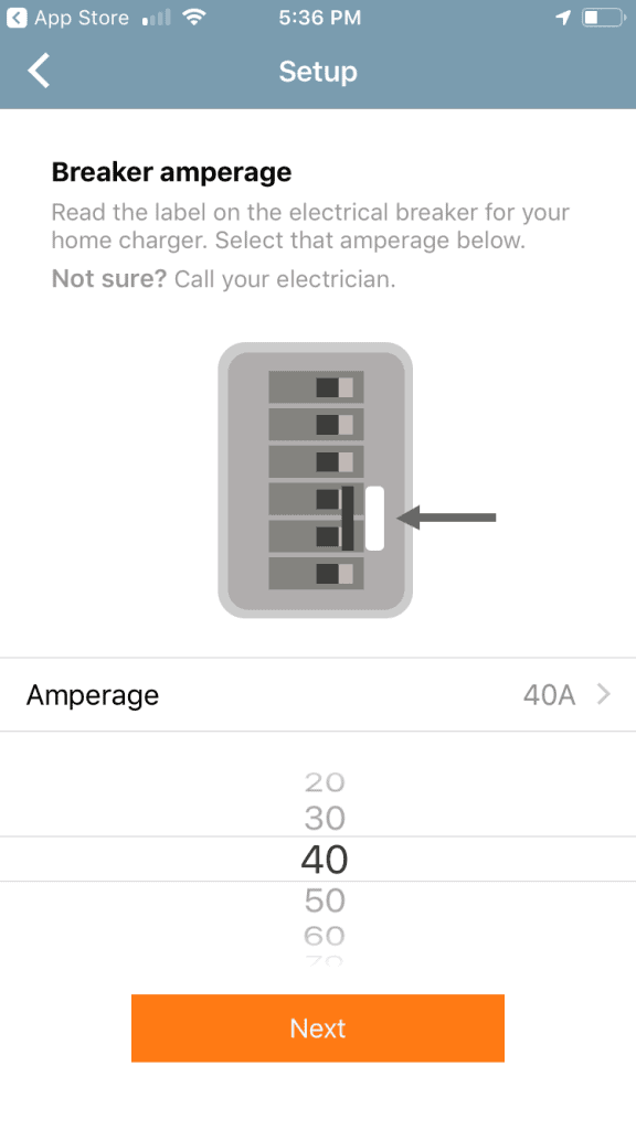 chargepoint breaker amperage