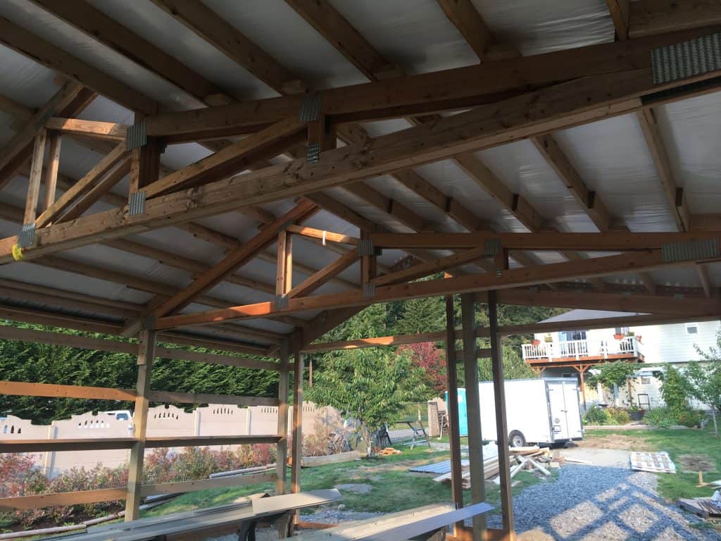 pole building roof installed