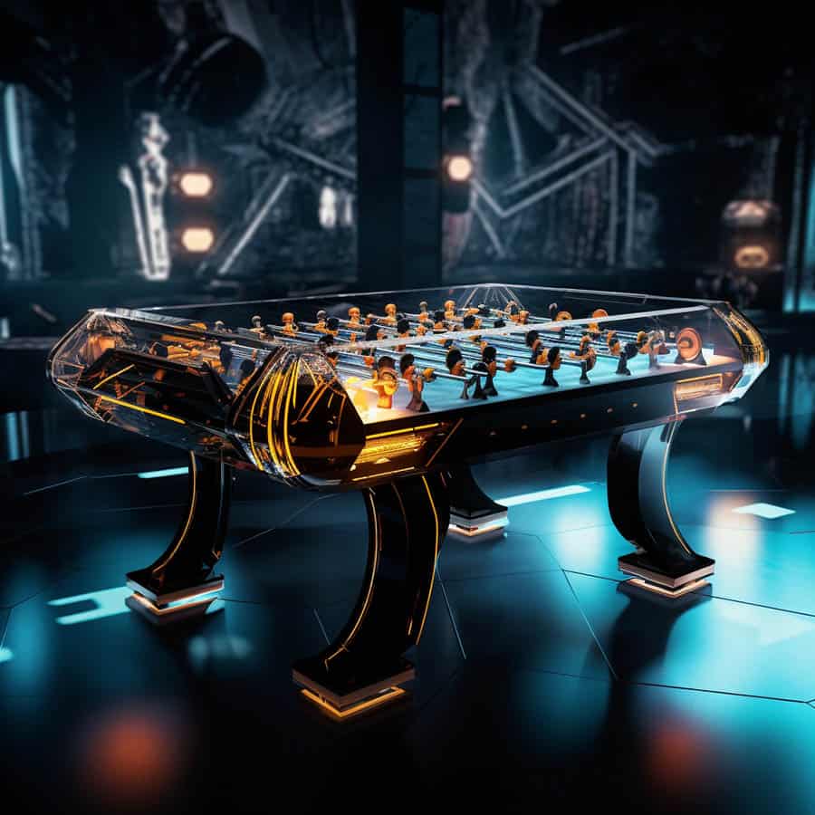 futuristic foosball table design with acrylic side panels