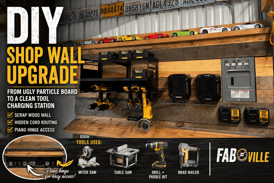 diy power tool organizer and charging wall cable management, hidden cords