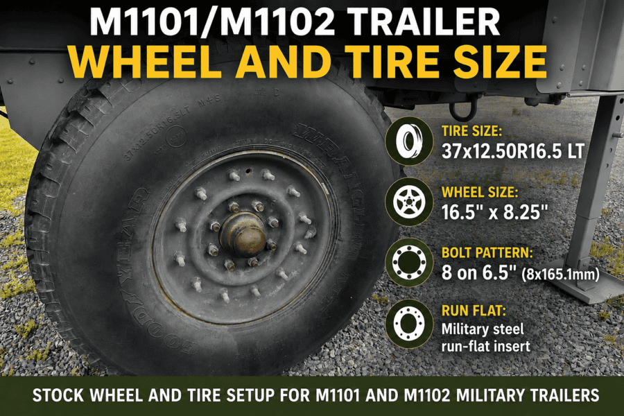 What Size Wheels and Tires Are on an M1101/M1102 Military Trailer?